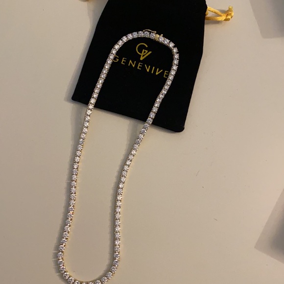 Genevive 14k over silver CZ TENNIS necklace - Picture 4 of 5